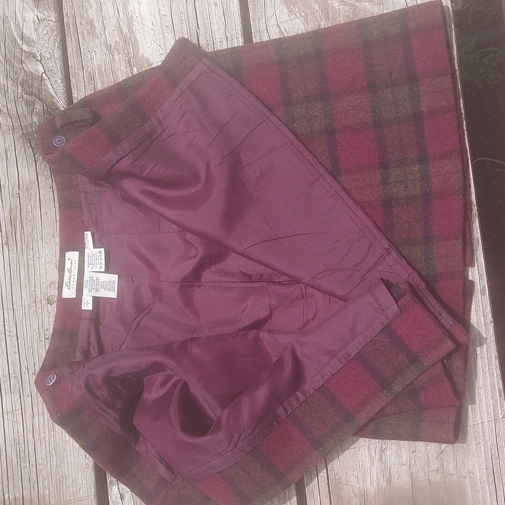 EDDIE BAUER Red Plaid Straight Fully Lined Wool - Picture 4 of 5